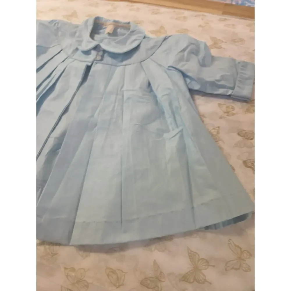 Vintage Pleated 1950s Baby Coat 6 Mos Blue